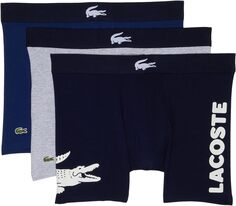 Комплект из 3 трусов-боксеров в повседневном стиле, большой крокодил Lacoste, цвет Navy Blue/White/Silver Chine/Methylene