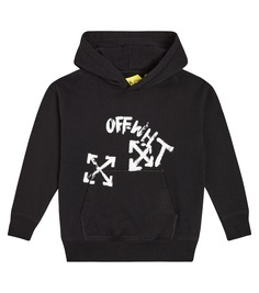 Худи из хлопкового джерси с логотипом Off-White Kids, черный