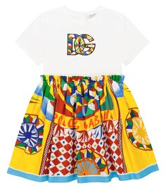 Платье carretto из поплина и джерси Dolce&amp;Gabbana Kids, мультиколор