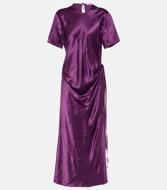 Атласное платье миди Acne Studios, фиолетовый