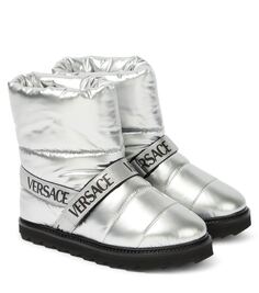 Зимние ботинки с логотипом Versace Kids, серебро