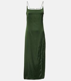 Атласное платье-комбинация la robe notte Jacquemus, зеленый