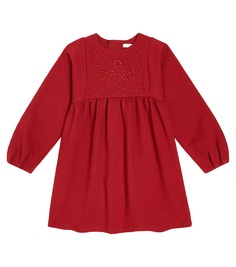 Платье из смесового хлопка со сборками Chloé Kids, красный