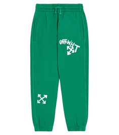 Спортивные брюки из хлопкового джерси с логотипом Off-White Kids, зеленый
