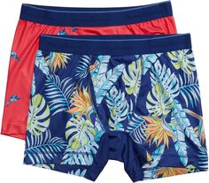 Комплект из двух трусов-боксеров из сетчатой ​​ткани Tommy Bahama, цвет Navy Palm/Red Fish