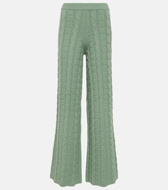 Прямые брюки kong косой вязки из смесовой шерсти Acne Studios, зеленый