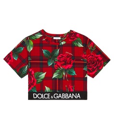 Футболка из смесового хлопка с принтом Dolce&amp;Gabbana Kids, красный