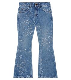 Расклешенные джинсы с принтом Versace Kids, синий