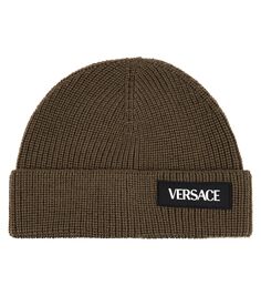 Шерстяная шапка с логотипом Versace Kids, зеленый