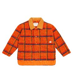 Флисовая куртка в клетку Tinycottons, апельсин