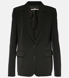 Однобортный пиджак из смесовой шерсти Stella Mccartney, черный