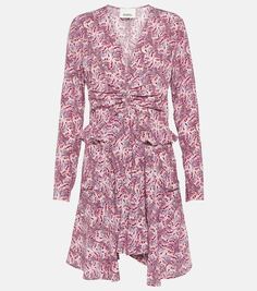 Мини-платье usmara из смесового шелка с принтом Isabel Marant, фиолетовый