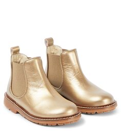 Ботинки mathis из металлизированной кожи Bonpoint, золото