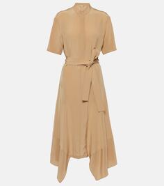 Платье-рубашка из шелкового крепдешина Stella Mccartney, бежевый