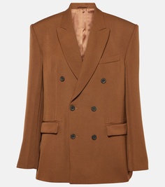 Двубортный шерстяной пиджак Wardrobe.Nyc, коричневый