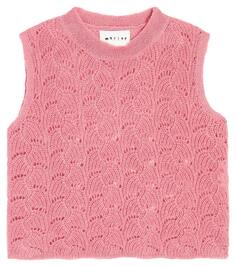Жилет-свитер из смесовой шерсти timor косой вязки Morley, розовый