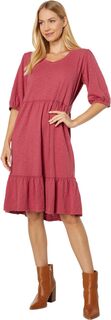 Трикотажное многоуровневое платье Slub с короткими рукавами и гофрированной отделкой Mod-o-doc, цвет Red Canyon