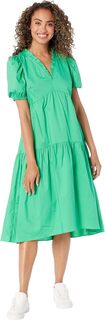 Платье-миди с глубокими рюшами и V-образным вырезом и многоярусной юбкой Donna Morgan, цвет Ming Green