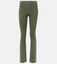 Кожаные расклешенные брюки jp со средней посадкой Stouls, зеленый