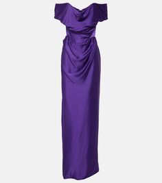 Атласное платье-бюстье с открытыми плечами Vivienne Westwood, фиолетовый