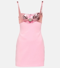Мини-платье из кожи металлик и джерси David Koma, розовый