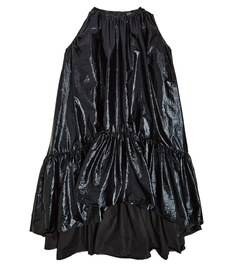 Платье металлизированного цвета с оборками Caroline Bosmans, черный