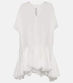 Платье мини из хлопка divine асимметричного кроя Rick Owens, белый