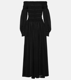 Платье макси manu с открытыми плечами из натуральной шерсти Max Mara, черный