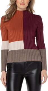 Пуловер с воротником-стойкой и колор-блоками Liverpool Los Angeles, цвет Burgundy Rust Color-Block