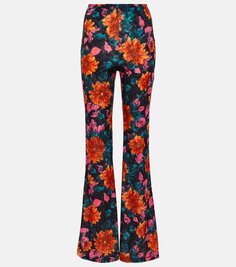 Бархатные расклешенные брюки с цветочным принтом Rotate Birger Christensen, апельсин