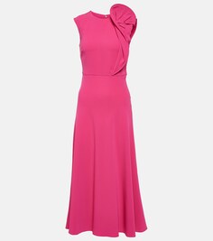 Платье миди из кади с цветочной аппликацией Roland Mouret, розовый