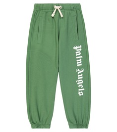 Спортивные брюки из хлопкового джерси с логотипом Palm Angels Kids, зеленый