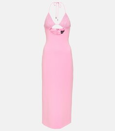 Платье миди с кристаллами и вырезом David Koma, розовый