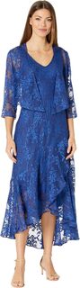 Платье Tea Length Printed Sleeveless with Matching Jacket Alex Evenings, цвет Royal