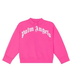 Толстовка из хлопкового джерси с логотипом Palm Angels Kids, розовый