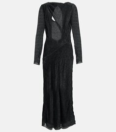 Платье миди sabrina из смесового шелка Isabel Marant, черный