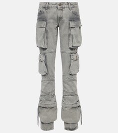 Прямые джинсы карго с низкой посадкой The Attico, серый