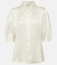 Блузка sansi из шелкового атласа с объемными рукавами Gabriela Hearst, белый