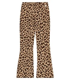 Расклешенные брюки из джерси с леопардовым принтом Monnalisa, мультиколор