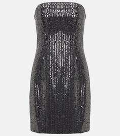 Мини-платье из хлопкового твила с пайетками Rotate Birger Christensen, черный