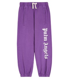 Спортивные брюки из хлопкового джерси с логотипом Palm Angels Kids, фиолетовый