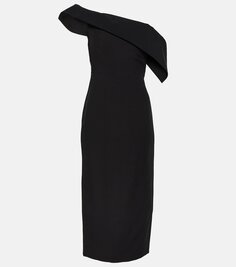 Асимметричное платье миди из шерсти и шелка Roland Mouret, черный