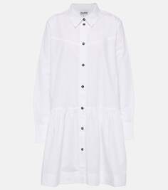 Платье-рубашка из хлопкового поплина Ganni, белый