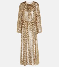 Платье миди odina с леопардовым принтом Simkhai, золото