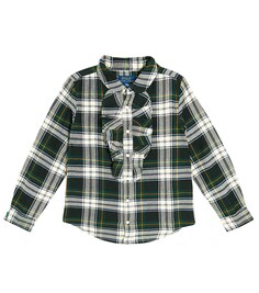 Хлопковая рубашка в клетку с рюшами Polo Ralph Lauren Kids, мультиколор