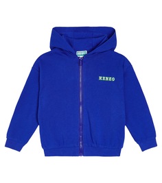 Хлопковая куртка с изображением слона pixel Kenzo Kids, синий