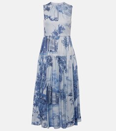 Платье миди с цветочным принтом Erdem, синий