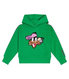 Худи из джерси с декором x looney tunes Monnalisa, зеленый