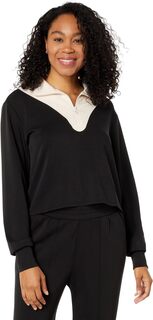 Роскошный пуловер на молнии 1/2 THRIVE SOCIETE, цвет Black/Crème Brulee