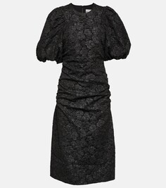Жаккардовое платье миди Ganni, черный